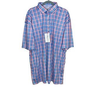 Collars & Co Polo Shirt Mens 3XL Gingham Pink Blue Nantucket Dress Collar NWT